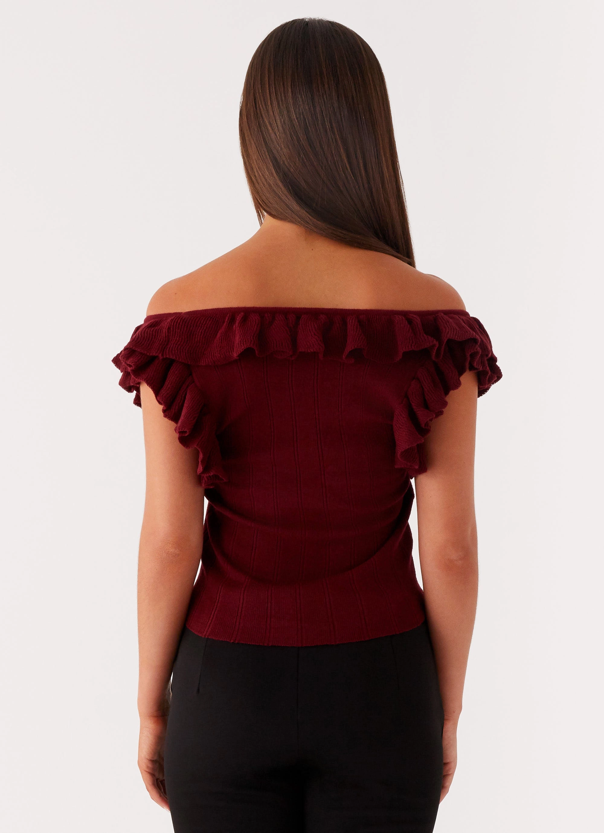 Keeta Frill Top - Burgundy Odor Resistant Treatment 3D Spacer Fabric