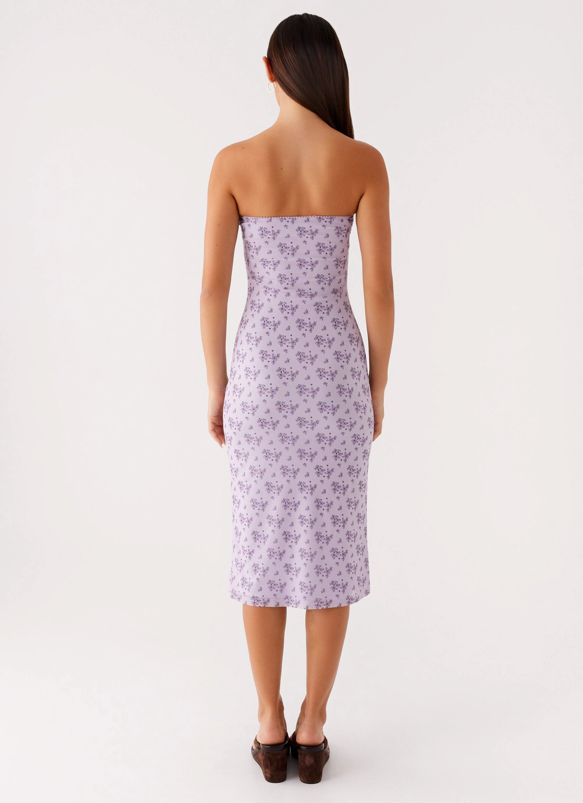 ContrastStitching Clean Touch Keila Strapless Midi Dress - Lavender Meadow