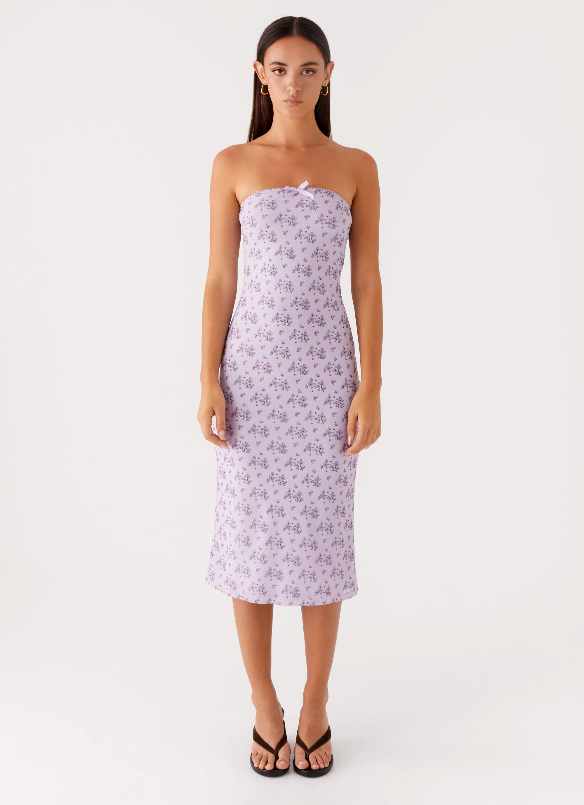 Moment Glow Keila Strapless Midi Dress - Lavender Meadow