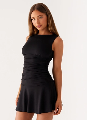 Kelda Mini Dress - Black Cozy Edge Trendy Mood