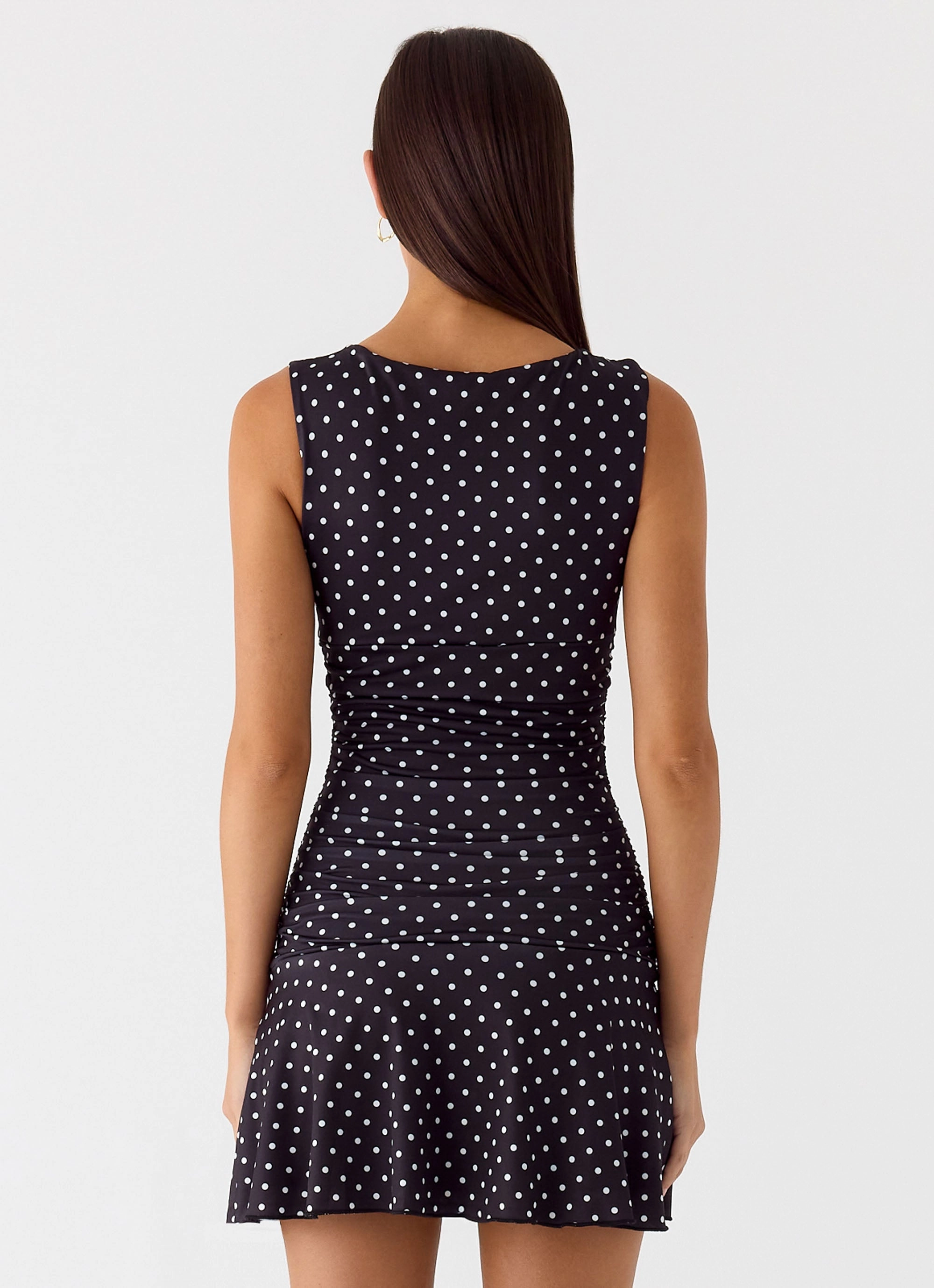 Water Resistant Kelda Mini Dress - Black Polkadot Fashion Forward