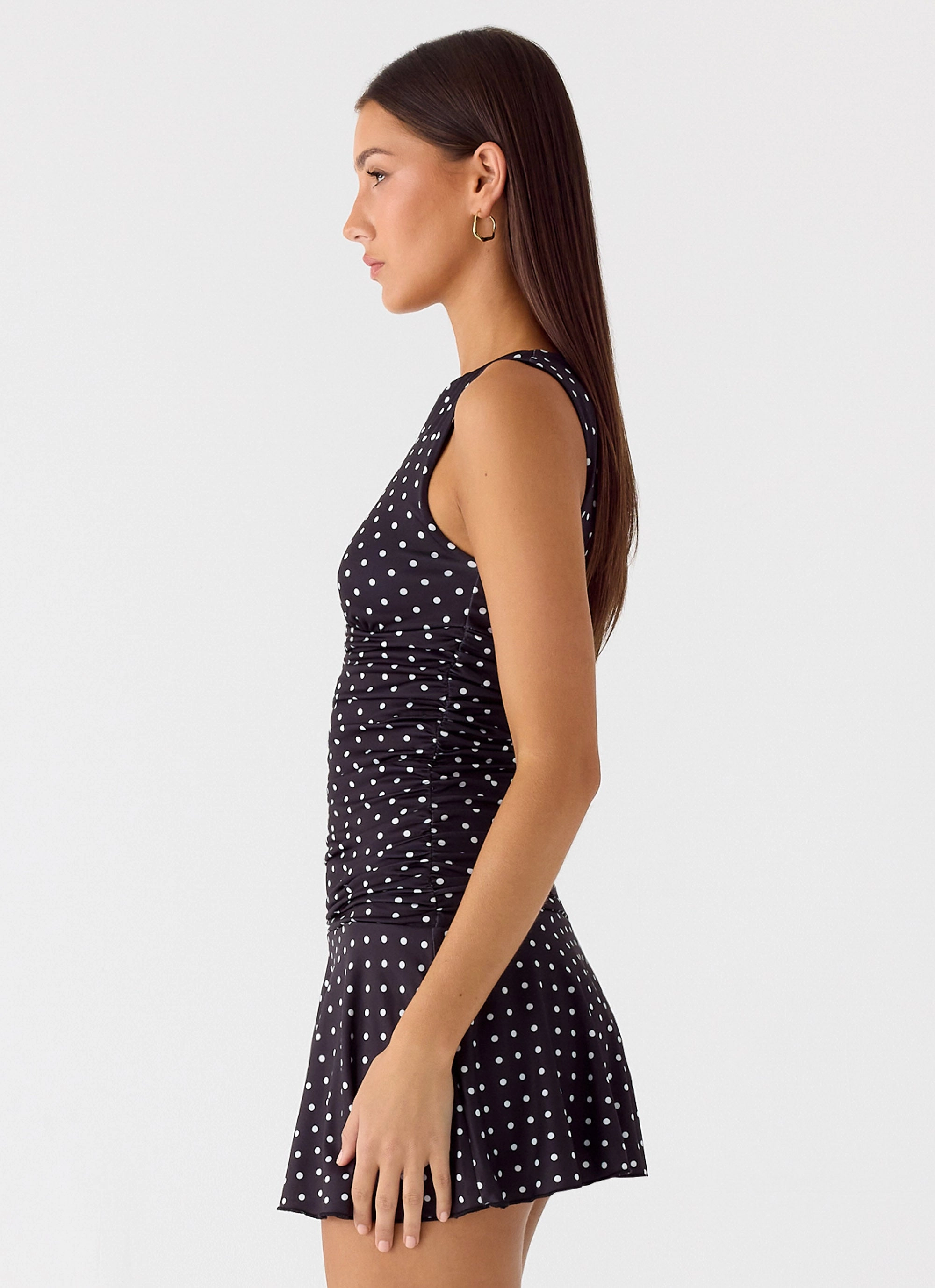 Kelda Mini Dress - Black Polkadot Fashion Forward Minimal Vibes Smooth Look