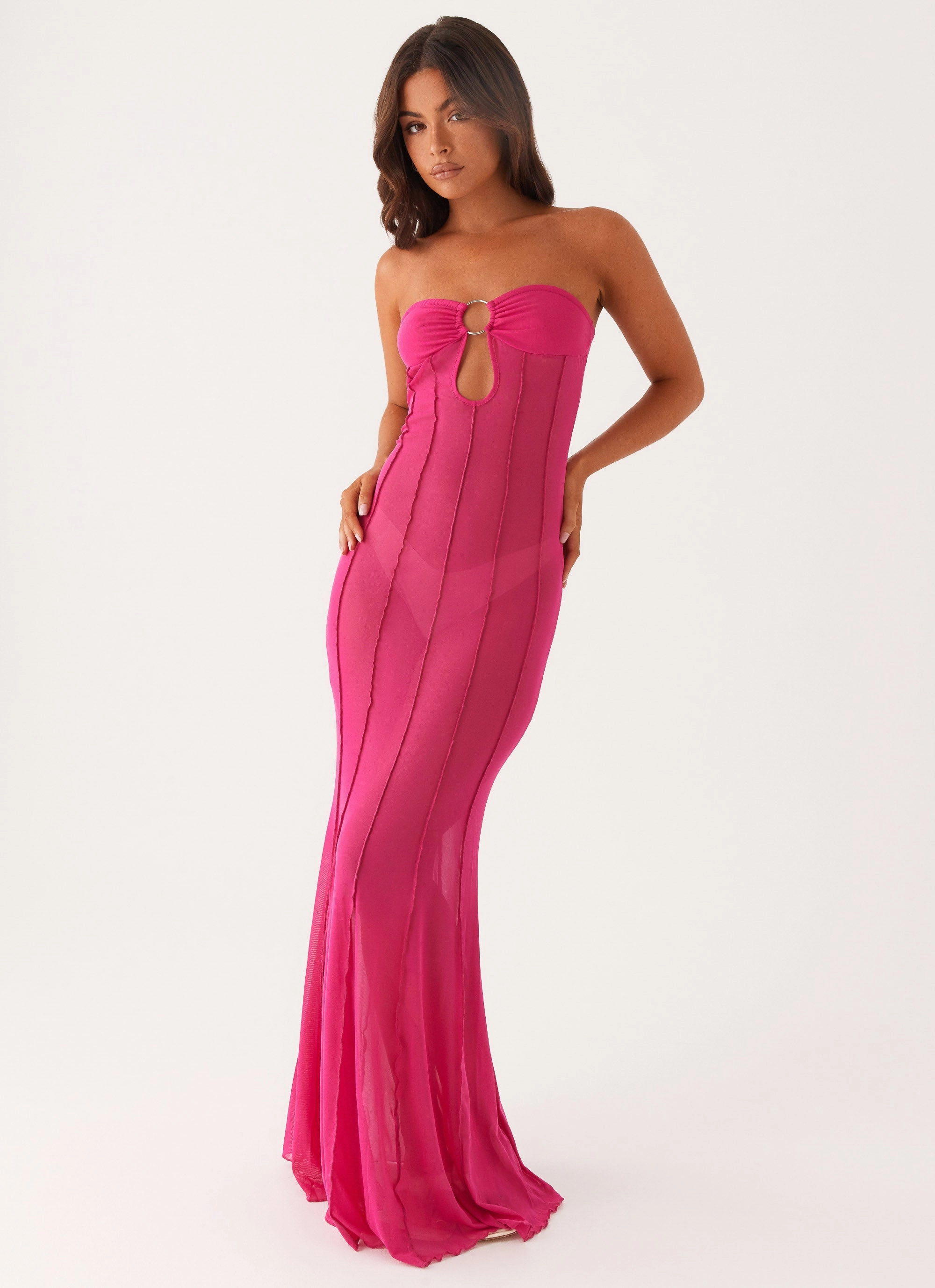 Pastel Sky Bright Accent Kennedy Maxi Dress - Fuchsia