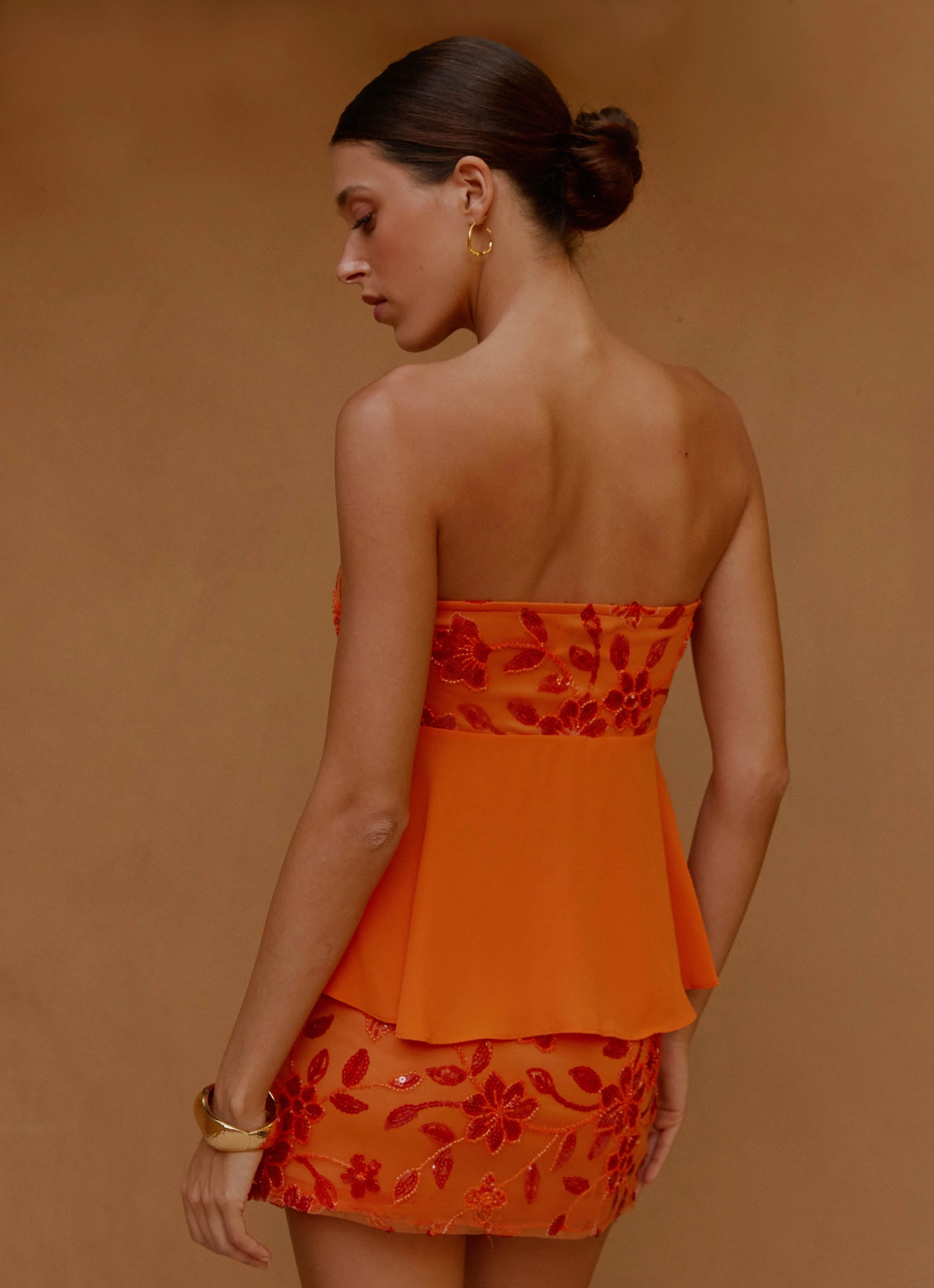 retro look AthleticInspired Kenya Beaded Halter Top - Orange