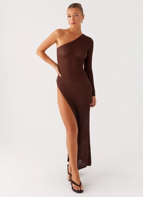 Fashionable Comfort Wear NonChafeSeams Kerri Knit Maxi Dress - Dark Chocolate
