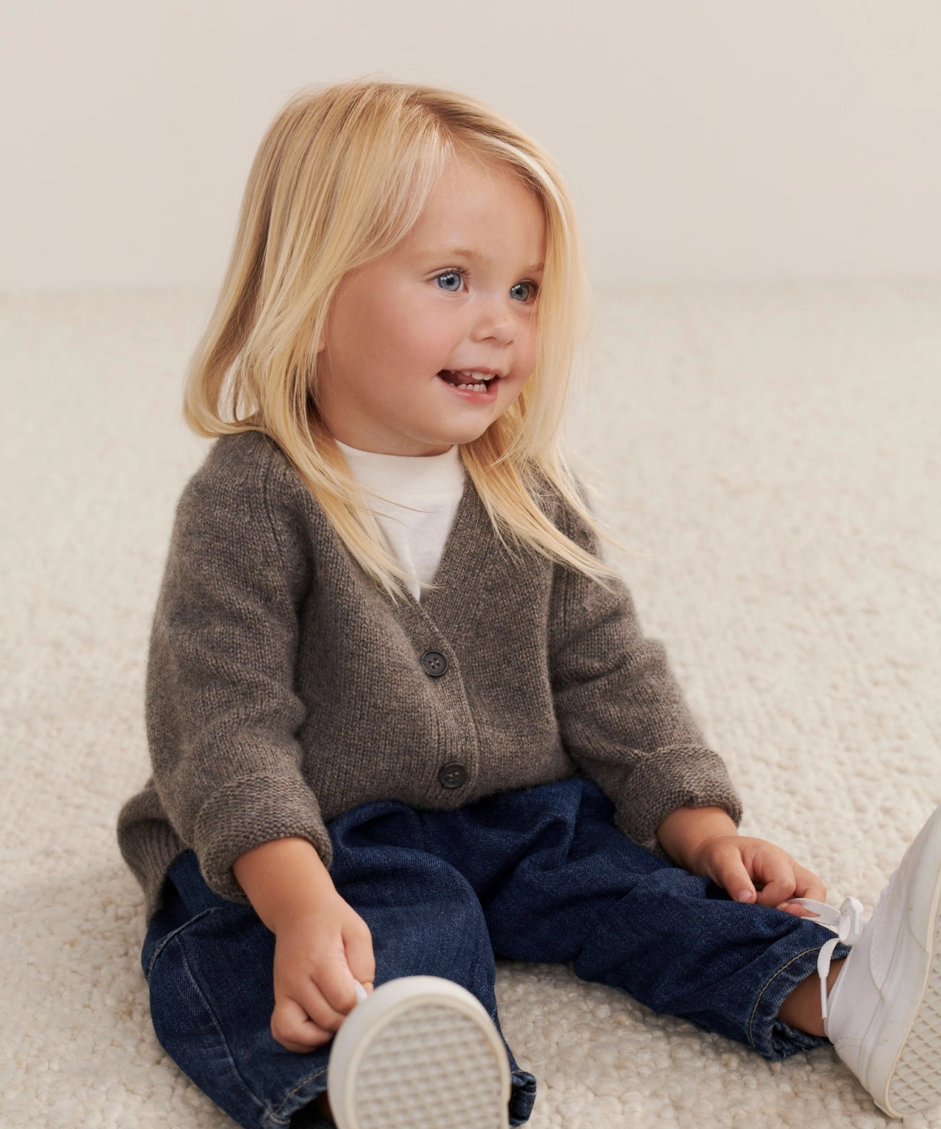 Kids' Cashmere Stanford Cardigan ShrinkResistant Weave Odor control