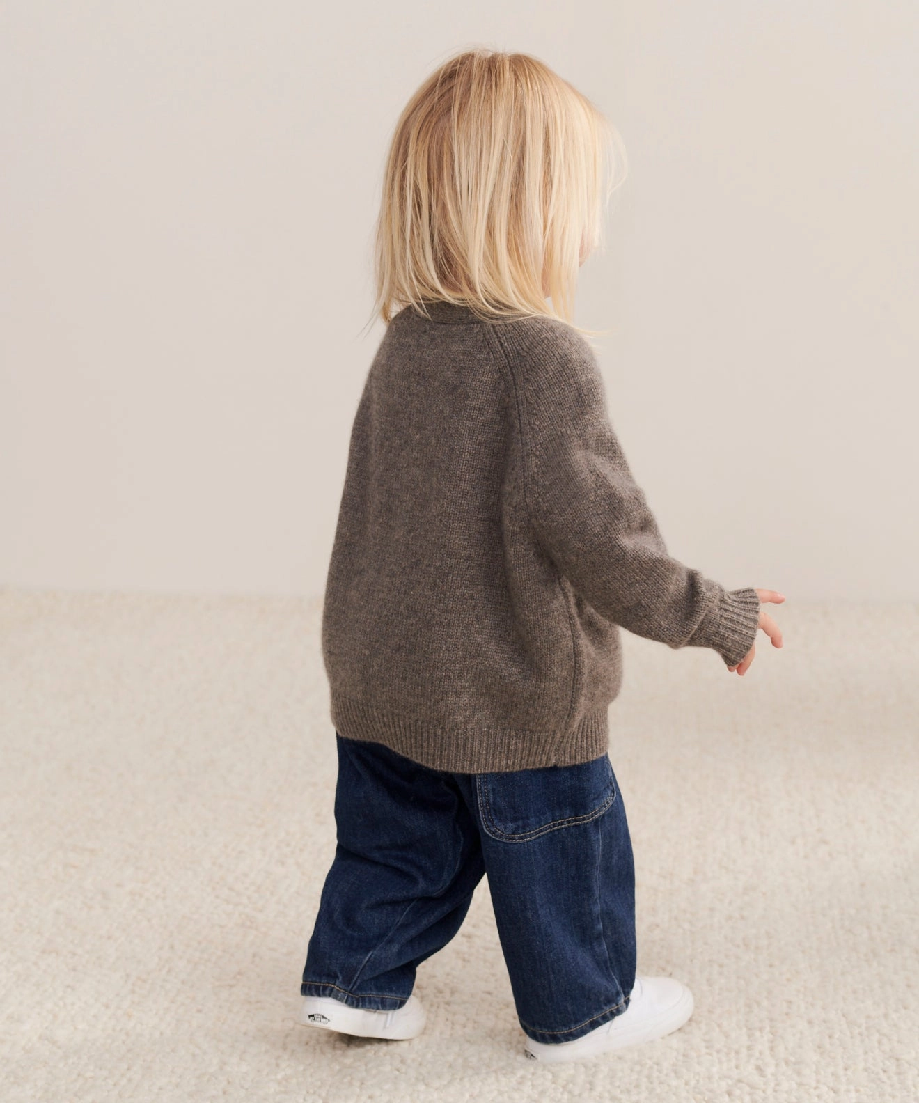 Flexible Seam Structure Kids' Cashmere Stanford Cardigan