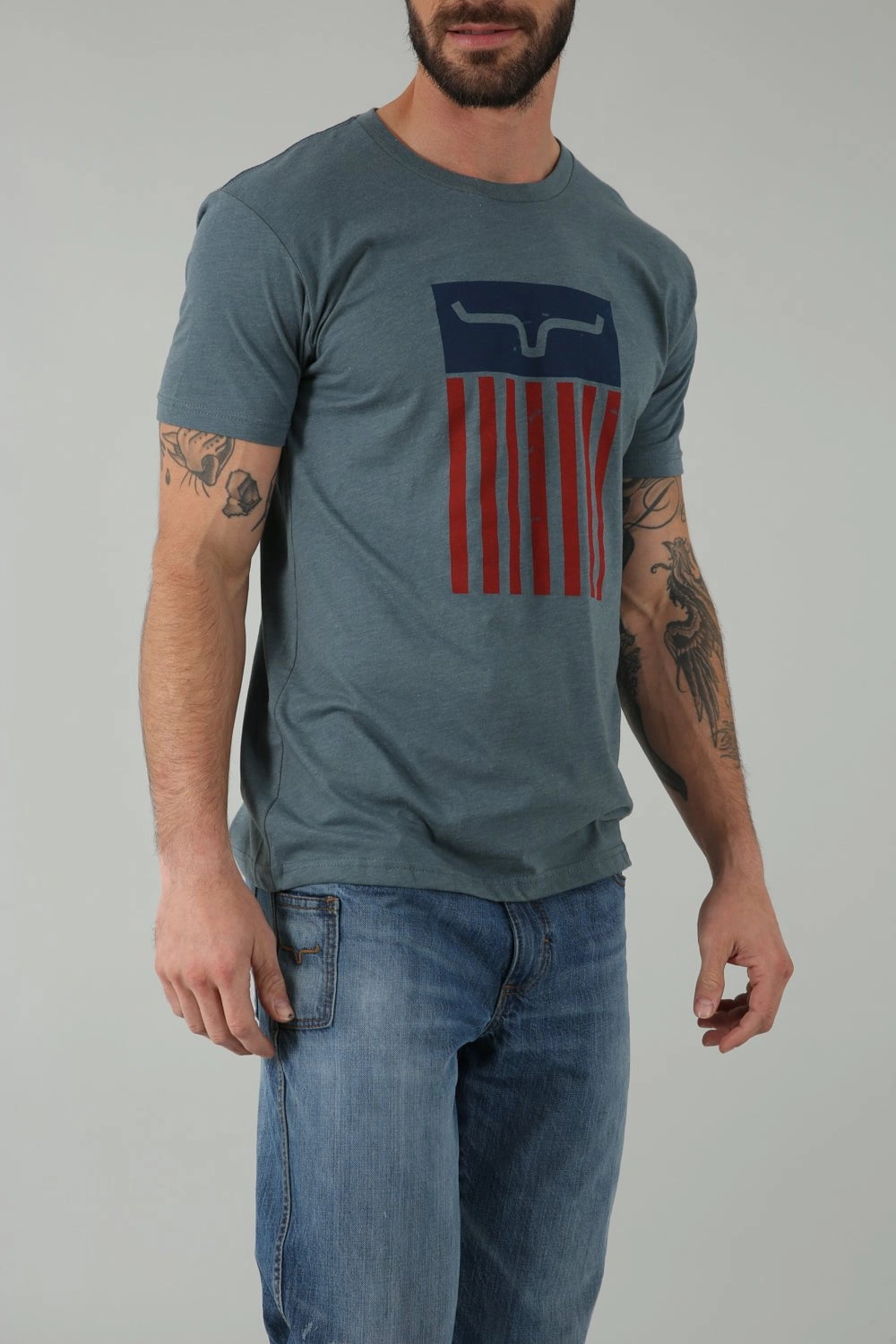 Kimes Ranch Mens Cody Tee Indigo Cotton Blend S/S T-Shirt Sleek And Stylish Modern Smart