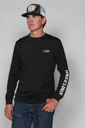 Kimes Ranch Mens K1 Tech Tee Black Polyester Blend L/S T-Shirt Ultra Soft Interior