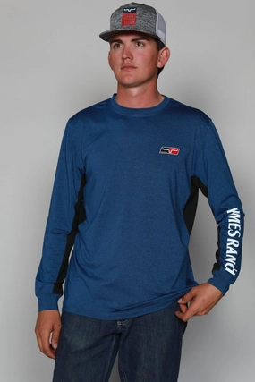 Weekend Outing Anti Pilling Surface Kimes Ranch Mens K1 Tech Tee Navy Heather Polyester Blend L/S T-Shirt