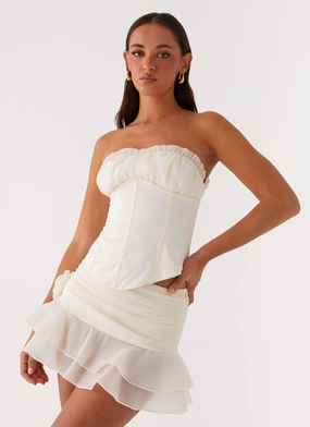 Street Ready High Street Fashion Call Me Never Tiered Mini Skirt - Ivory