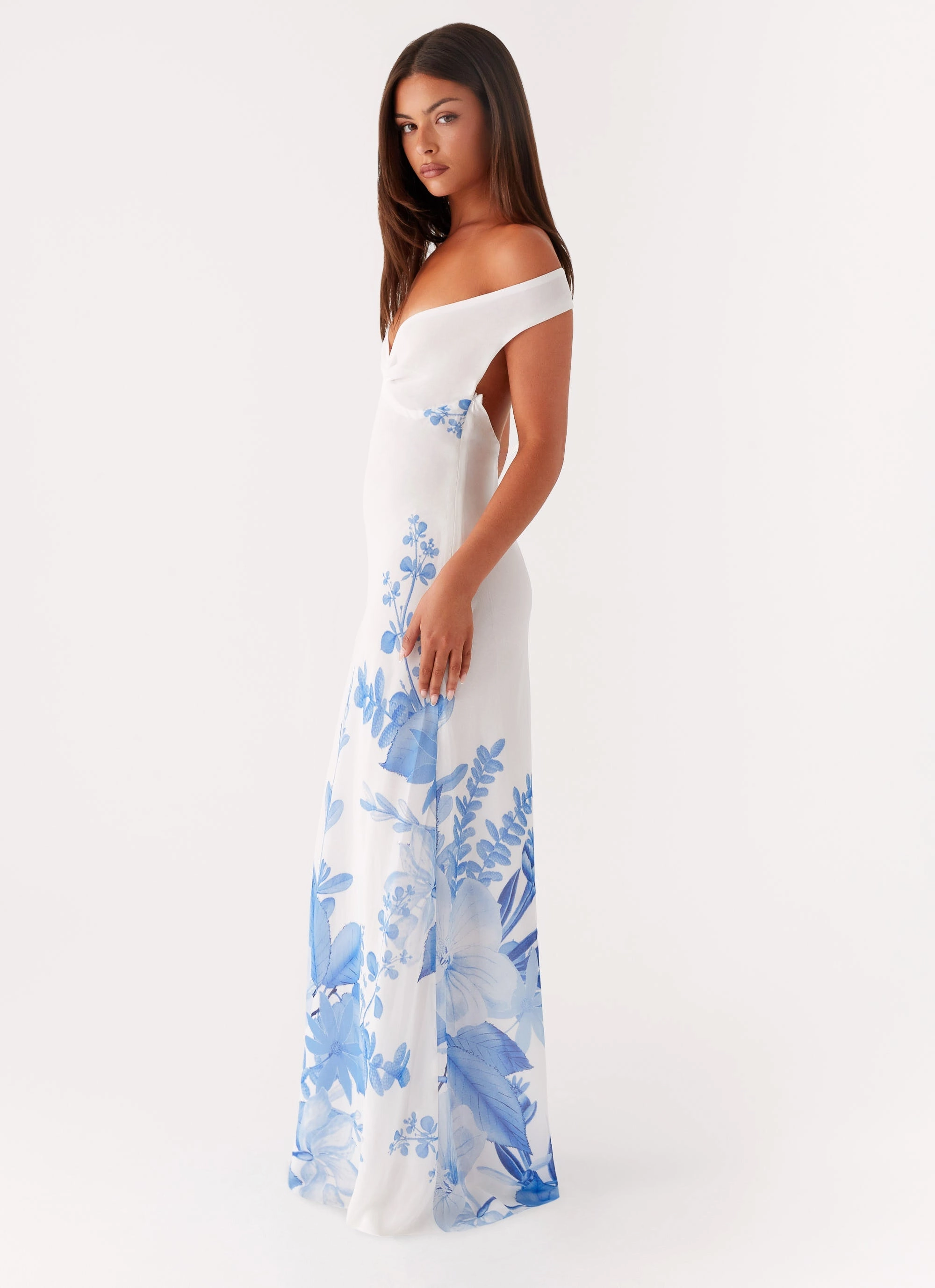 Krissa Maxi Dress - Blue Floral Cotton-Blend
