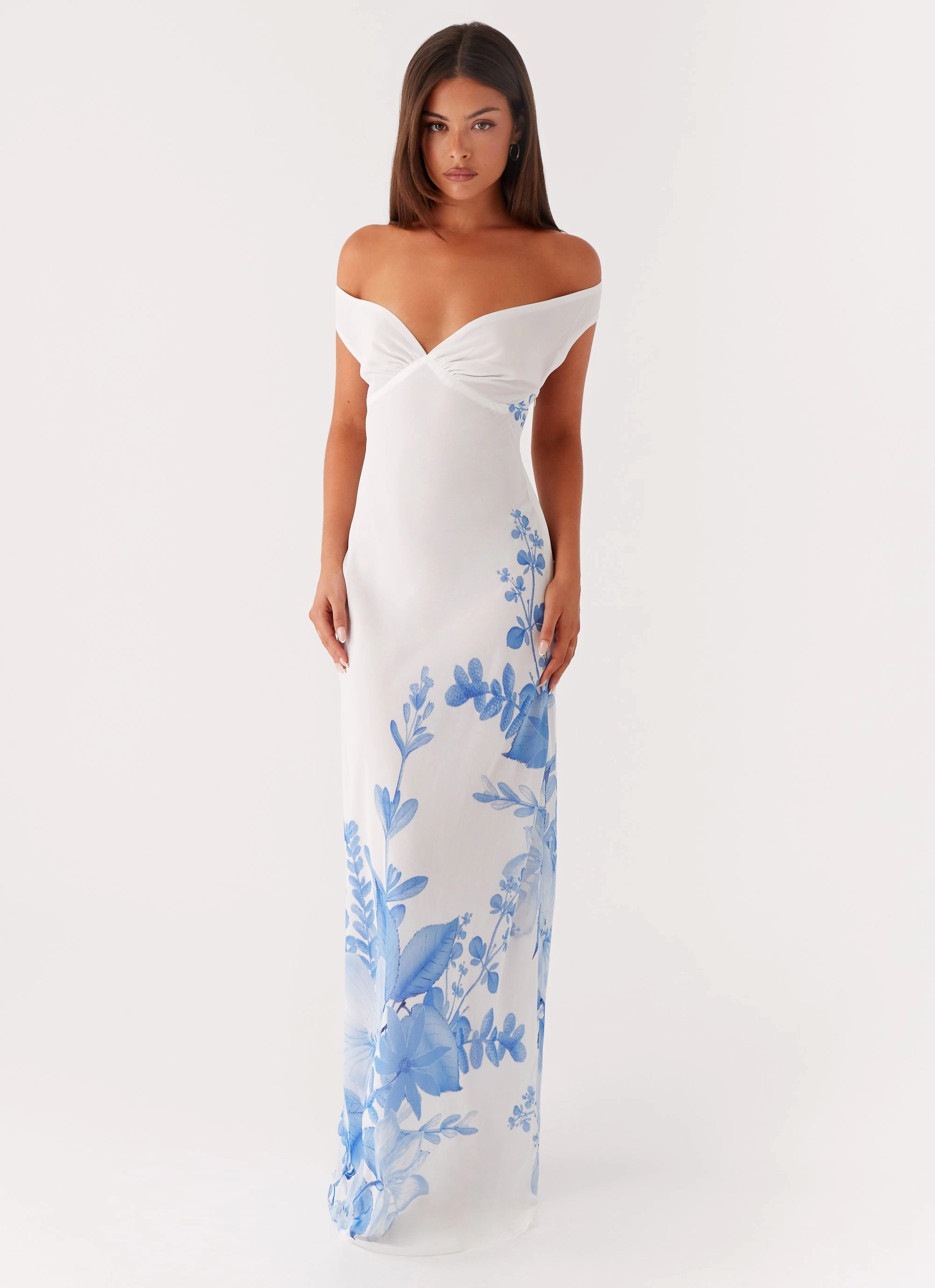 Krissa Maxi Dress - Blue Floral Ruffle Hem