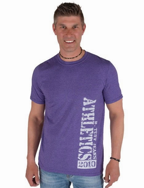 B Tuff Mens Left Chest Logo Purple Cotton Blend S/S T-Shirt casual outing