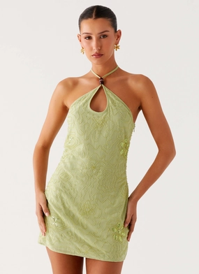 Laidback Look Kiara Beaded Mini Dress - Mint Fall Favorite