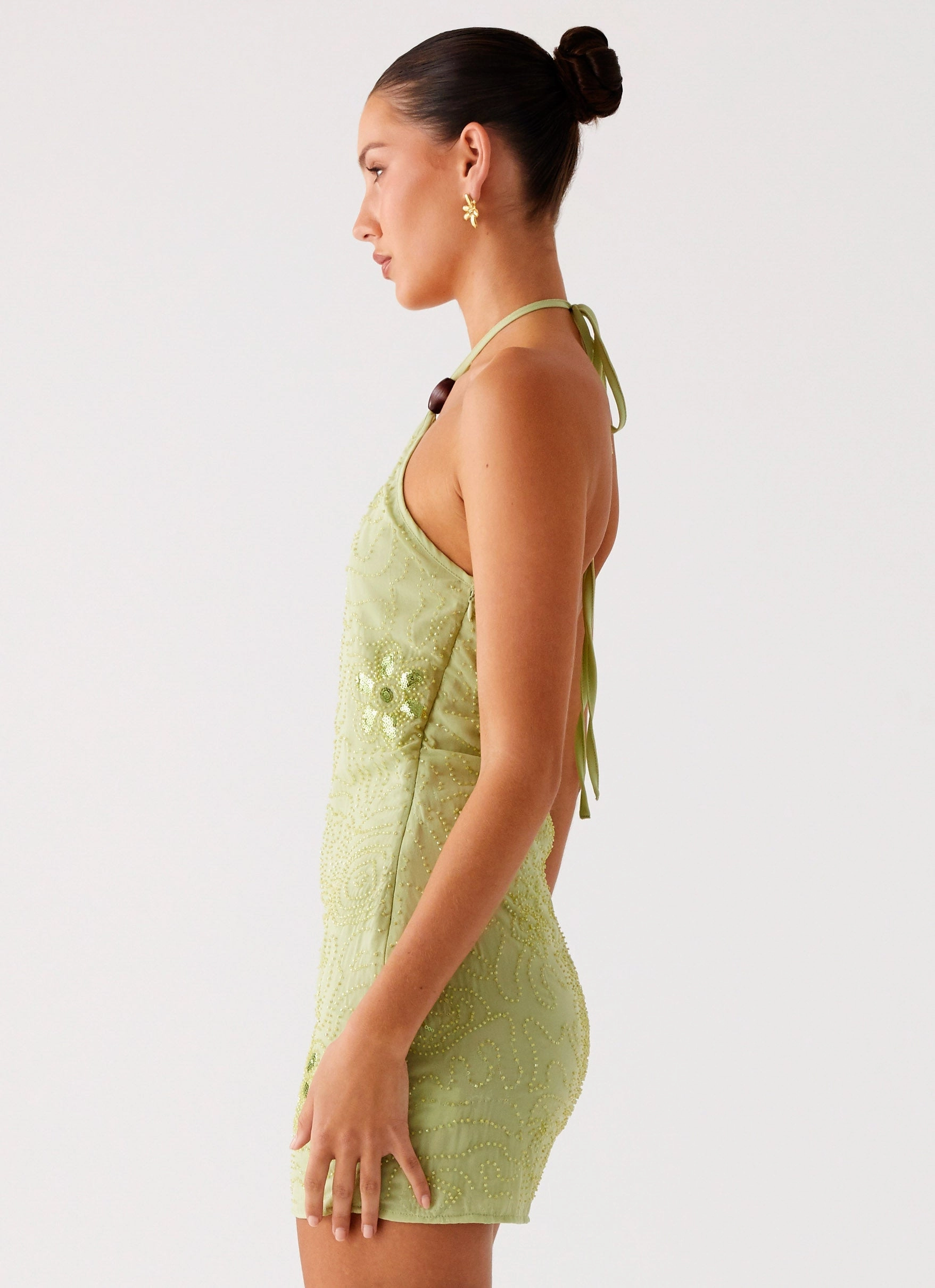 Laidback Look Kiara Beaded Mini Dress - Mint Double Layer Construction