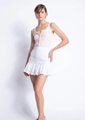 Aruba Embroidered Mini Skirt Abrasion Resistant Panels Pull-on style