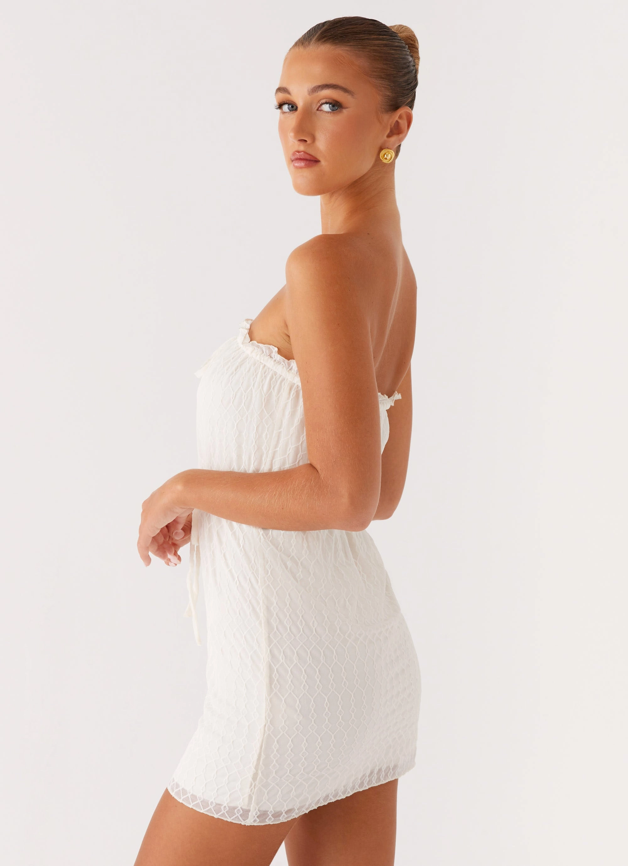 Alina Mini Dress - Ivory Magnetic-Closure