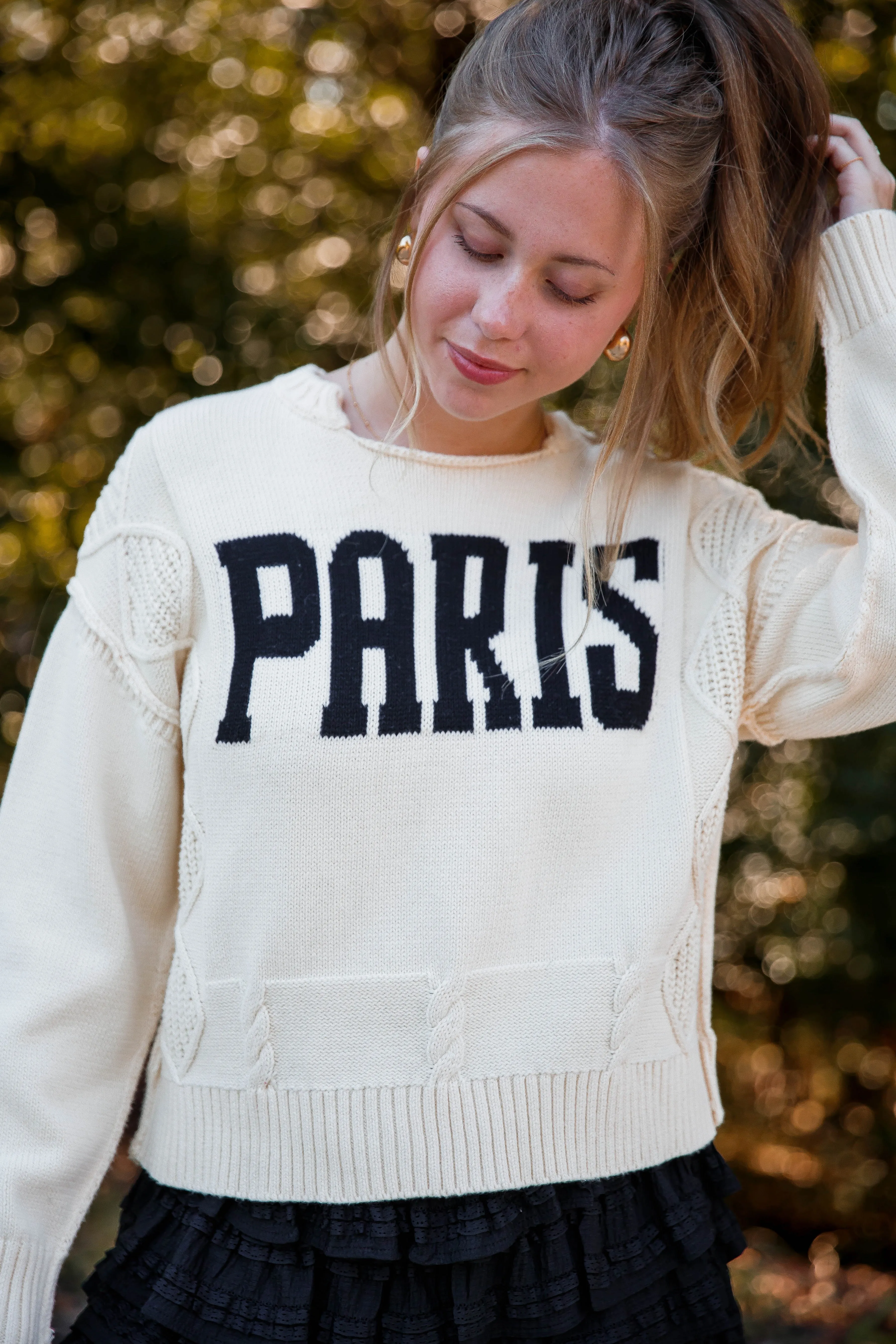 RibbedHemline New Romance In The City Sweater-Paris