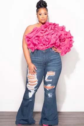 LightweightConstruction AbrasionResistantFabric Final Sale Plus Size Distressed Dark Denim Jeans