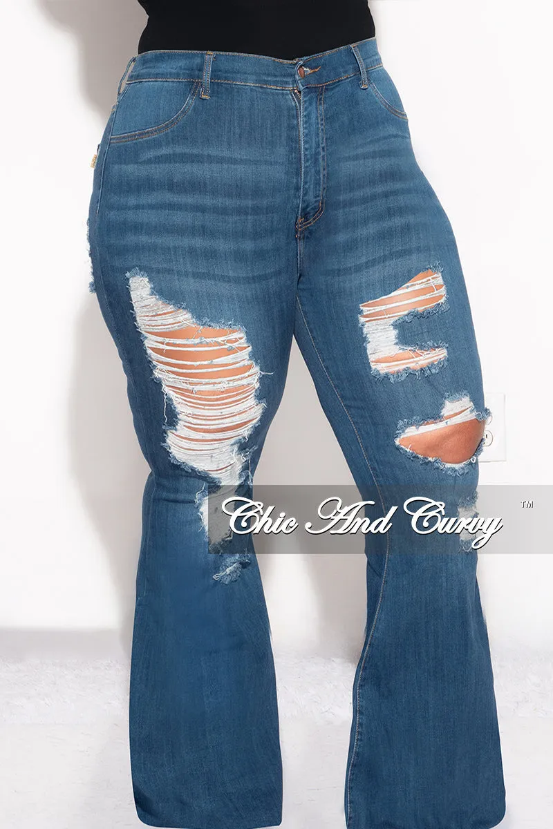 Final Sale Plus Size Distressed Dark Denim Jeans No Fuss Quick-Dry Material