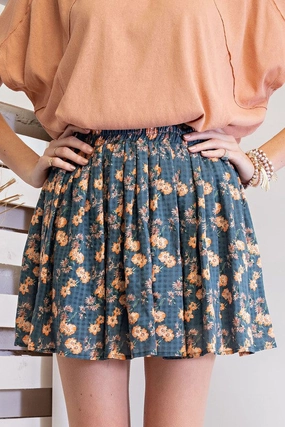 IVY PRINTED COTTON GAUZE MINI SKIRT Retro Style