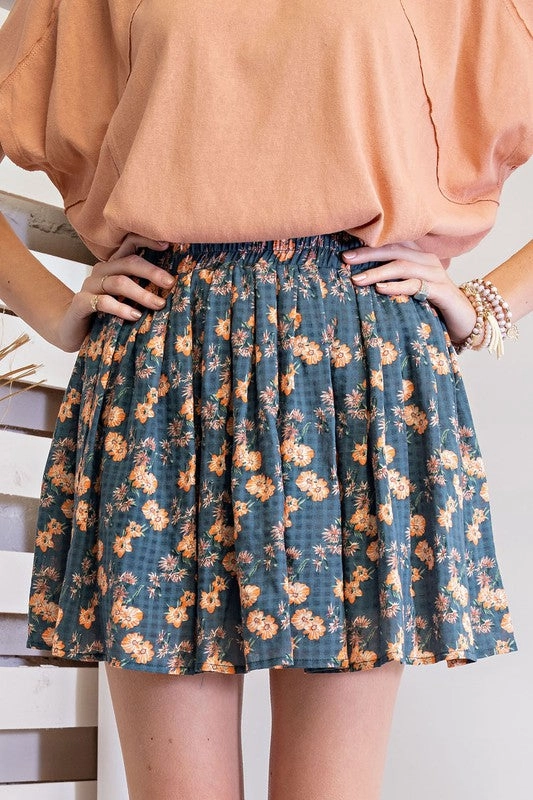 IVY PRINTED COTTON GAUZE MINI SKIRT Retro Style