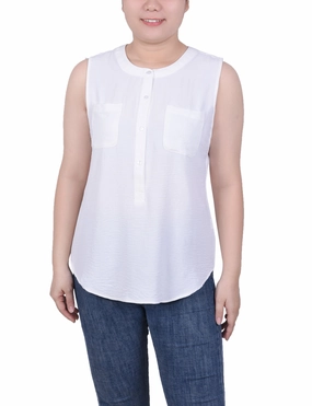 Tapered Cut Petite Sleeveless Air Flow Blouse