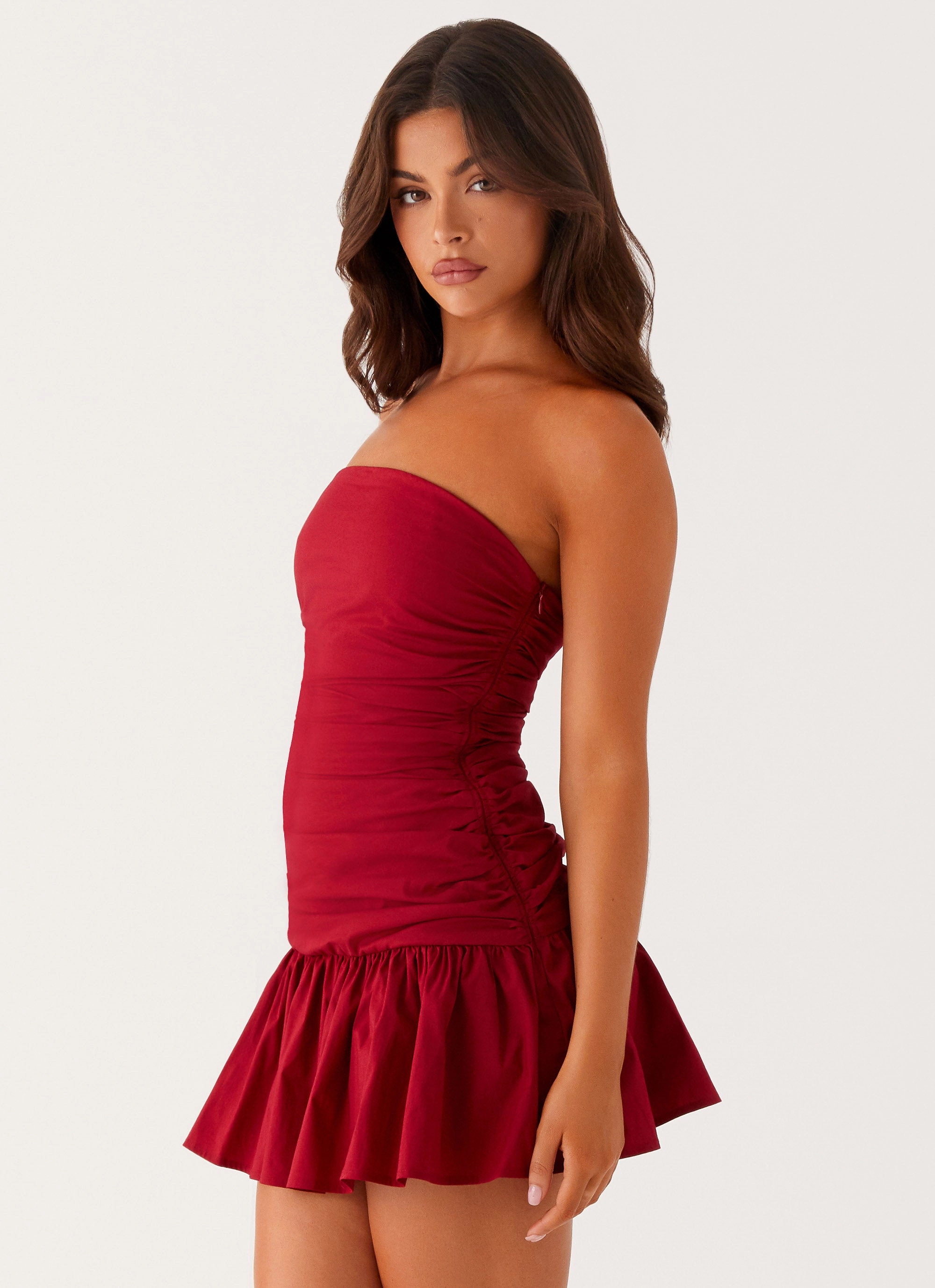 Seasonal Essential Smart Layer Carmel Mini Dress - Merlot