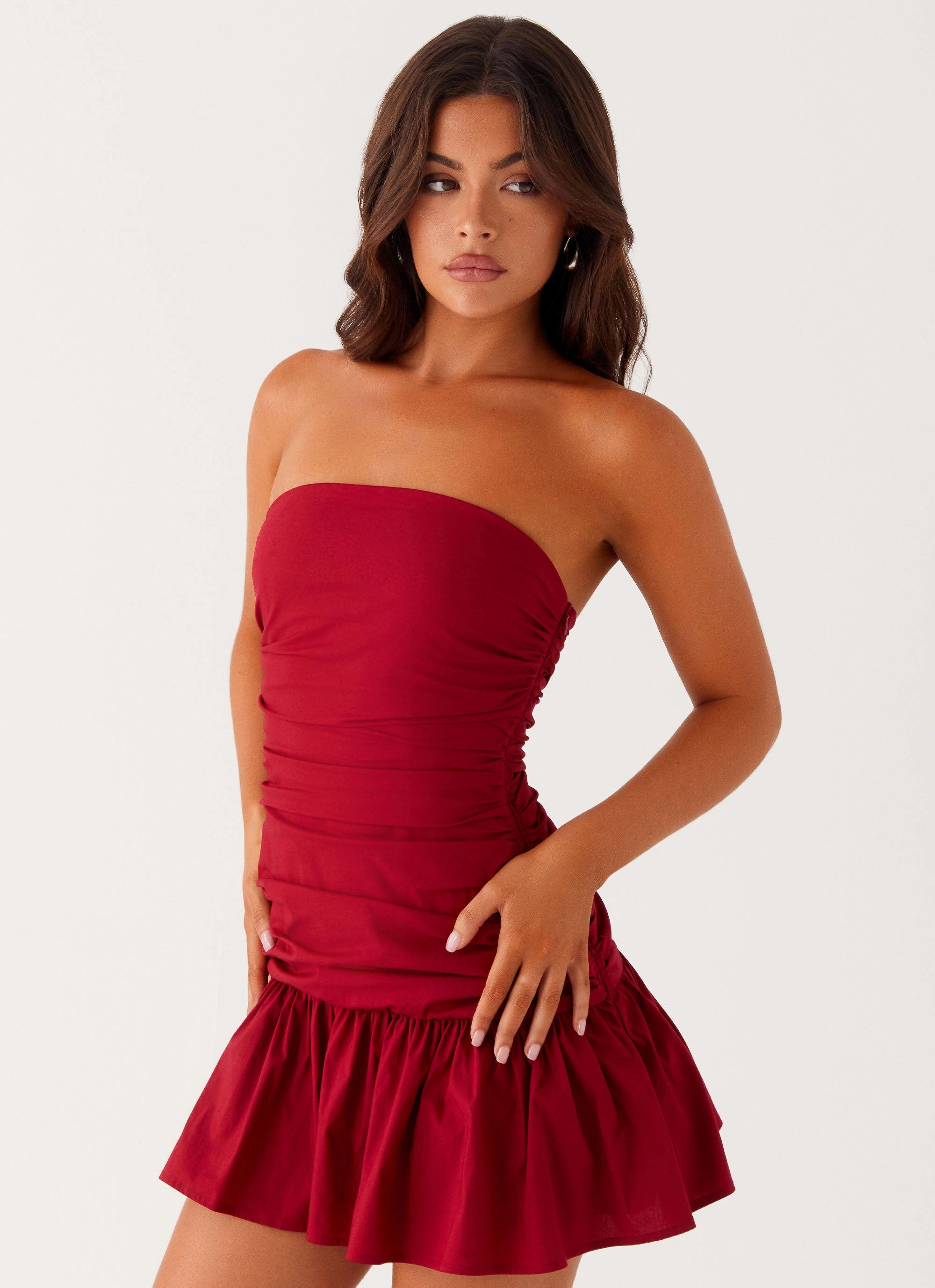 Carmel Mini Dress - Merlot Travel piece