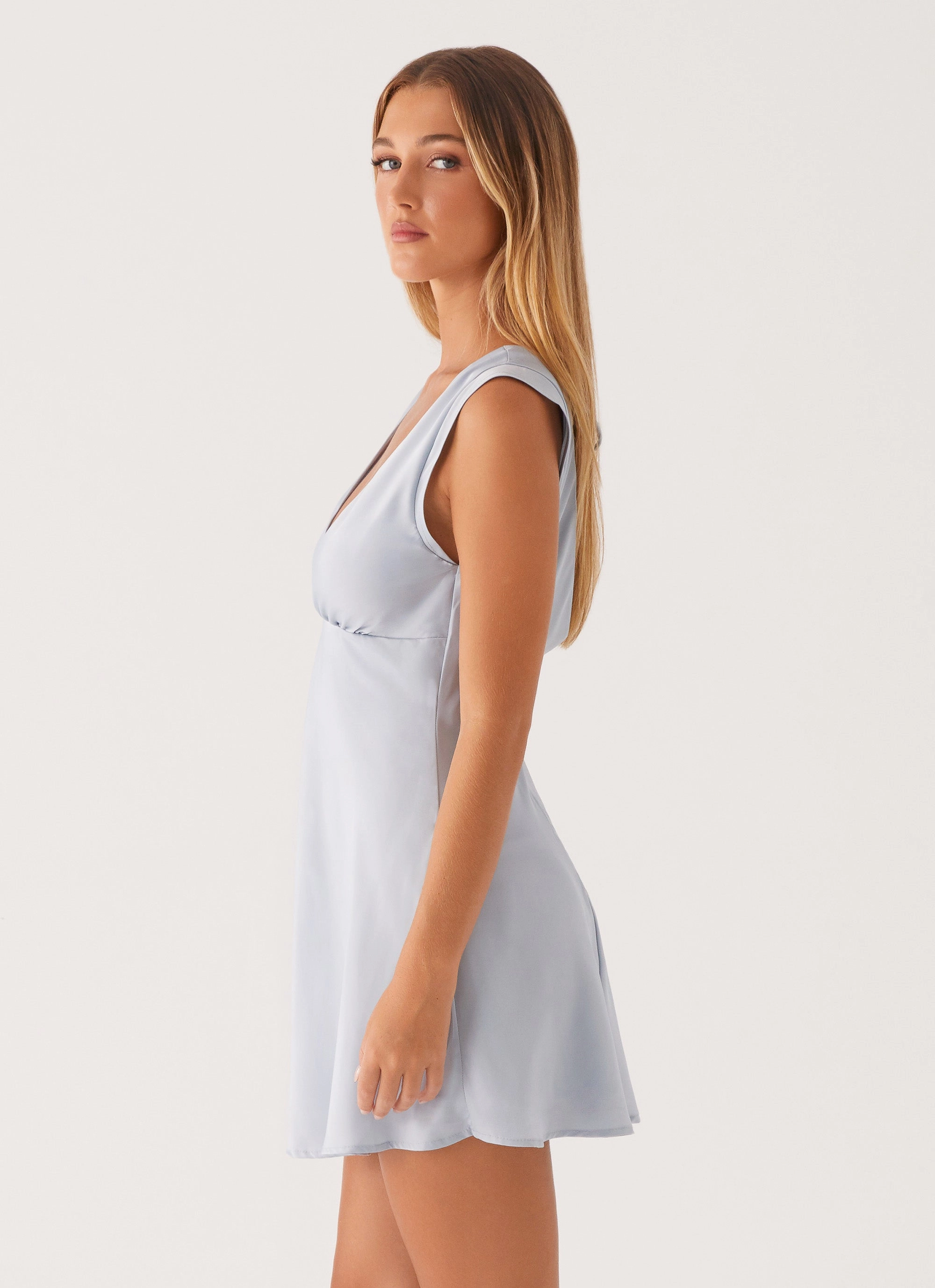 Layton Mini Dress - Blue photo look Hip-Flattering
