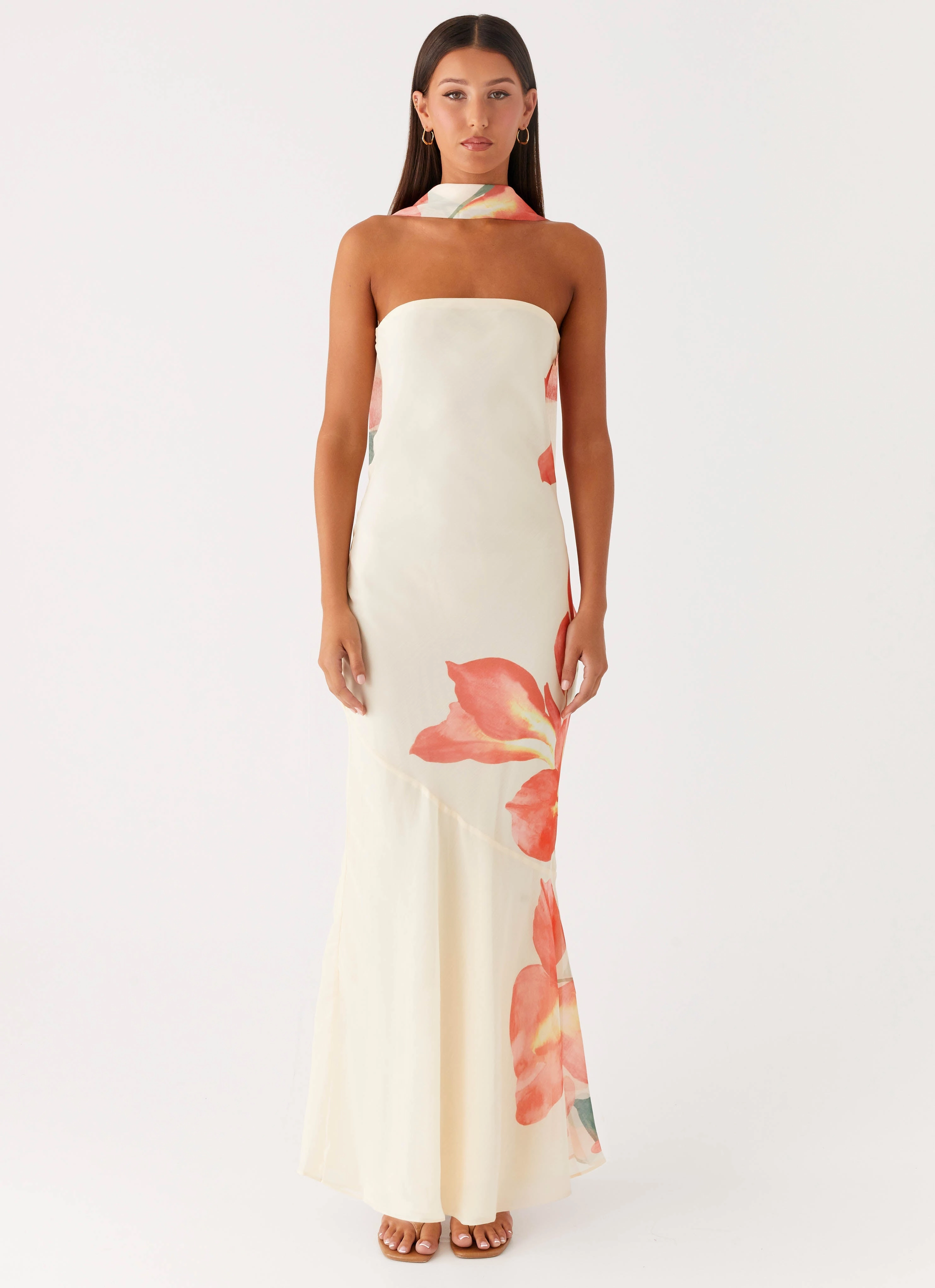 Leather Accent Under The Pagoda Maxi Dress - Siena Floral yoga session