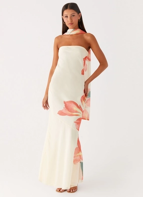 Sophisticated Casual Leather Accent Under The Pagoda Maxi Dress - Siena Floral