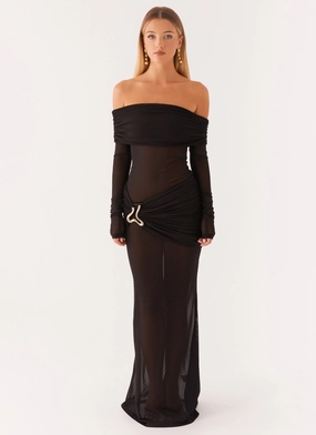 Subtle Drape Liberty Maxi Dress - Black