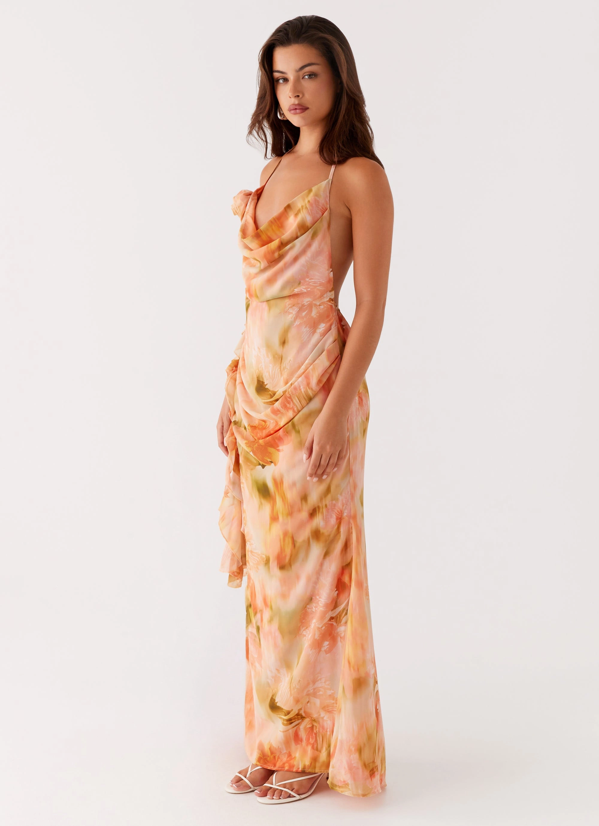 Perfect Fit Look Diedre Rose Strappy Maxi Dress - Sunset Floral