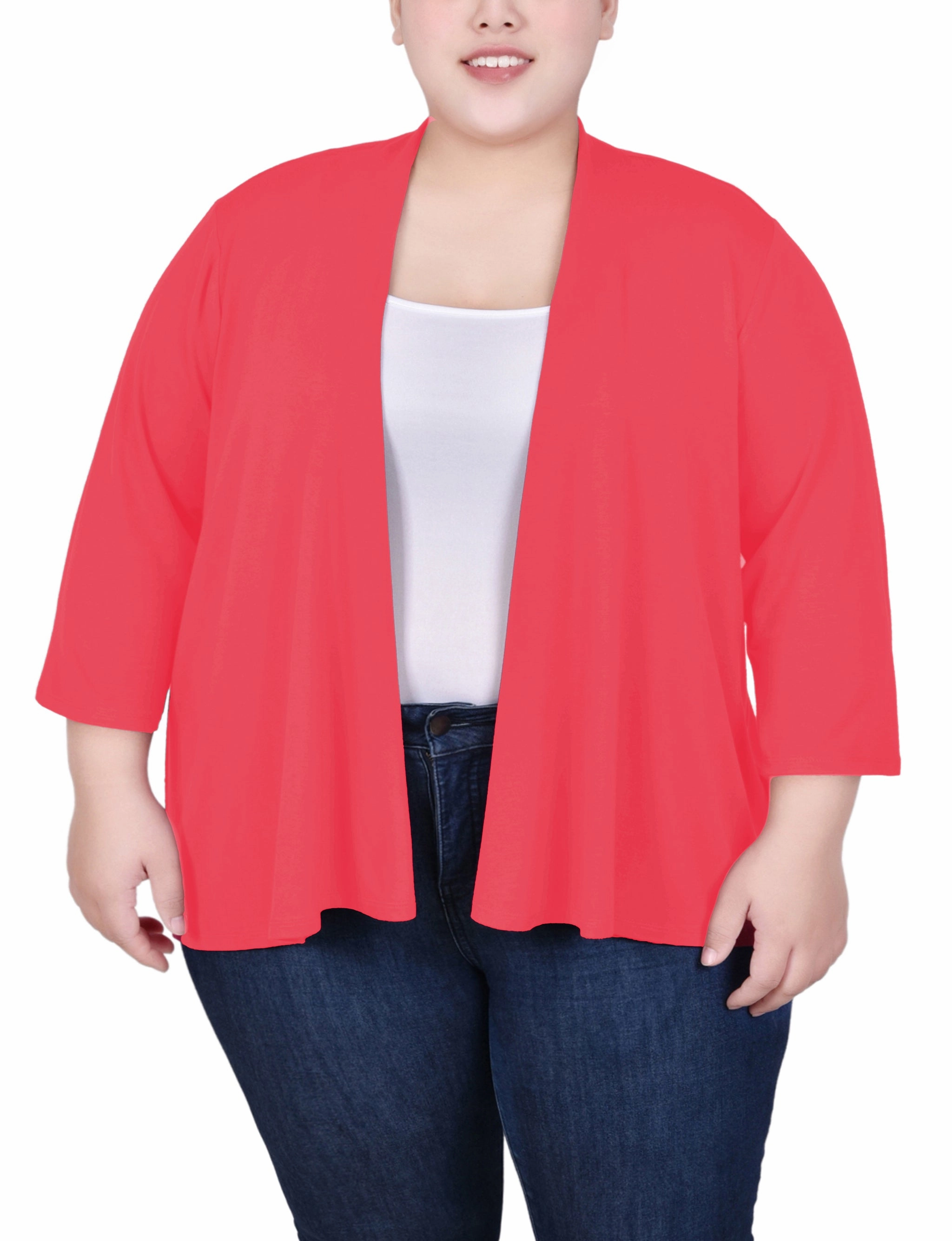 HighStrength Threadwork Odor Resistant Plus Size 3/4 Sleeve Solid Cardigan