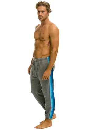 Comfort Layer Flexible Wear Aviator Nation Men's 5 Stripes Sweatpants -Grey/ Blue
