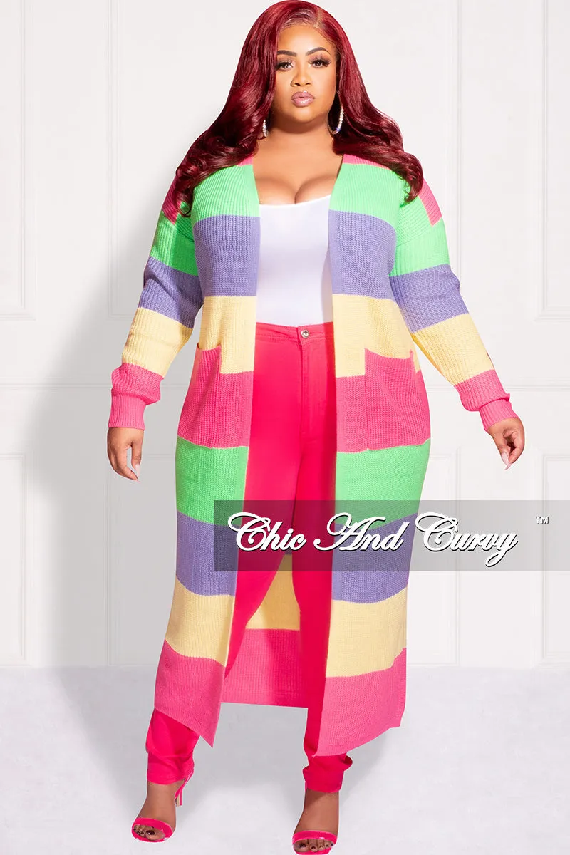 Final Sale Plus Size Knit Sweater Duster Pink, Yellow , Lime Green, Lavender Lounge-friendly