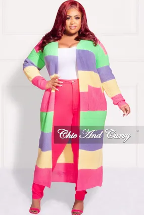 Final Sale Plus Size Knit Sweater Duster Pink, Yellow , Lime Green, Lavender elastic waistband AntiSlipWaistband