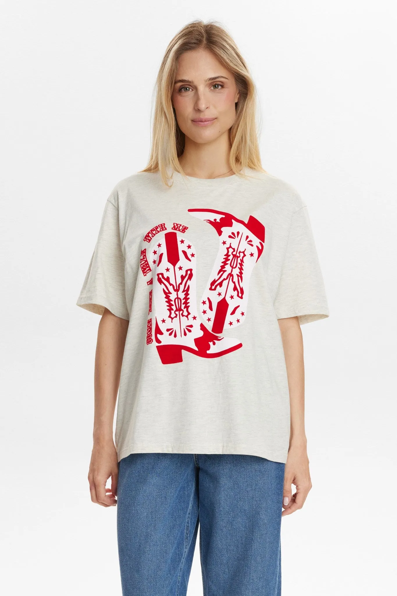 NUWESTERN T-SHIRT - Creme Melange AntiStaticFinish