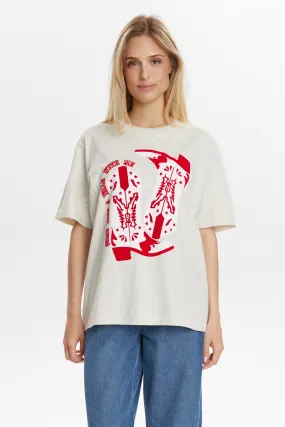 Low Profile Zipper NUWESTERN T-SHIRT - Creme Melange