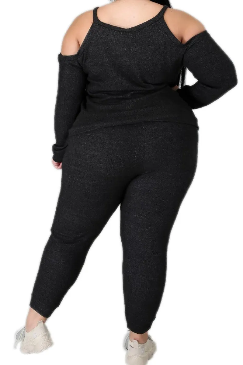 HeatRegulatingLining Final Sale Plus Size 2pc (Top & Jogger) Set In Charcoal