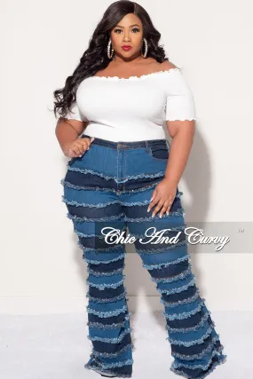 Flattering Comfort Final Sale Plus Size Frill Crop Top in White