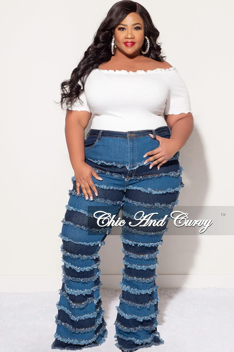 Final Sale Plus Size Frill Crop Top in White Stretchable Wear