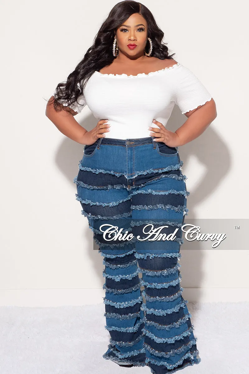 Functional fashion wear Final Sale Plus Size Frill Crop Top in White