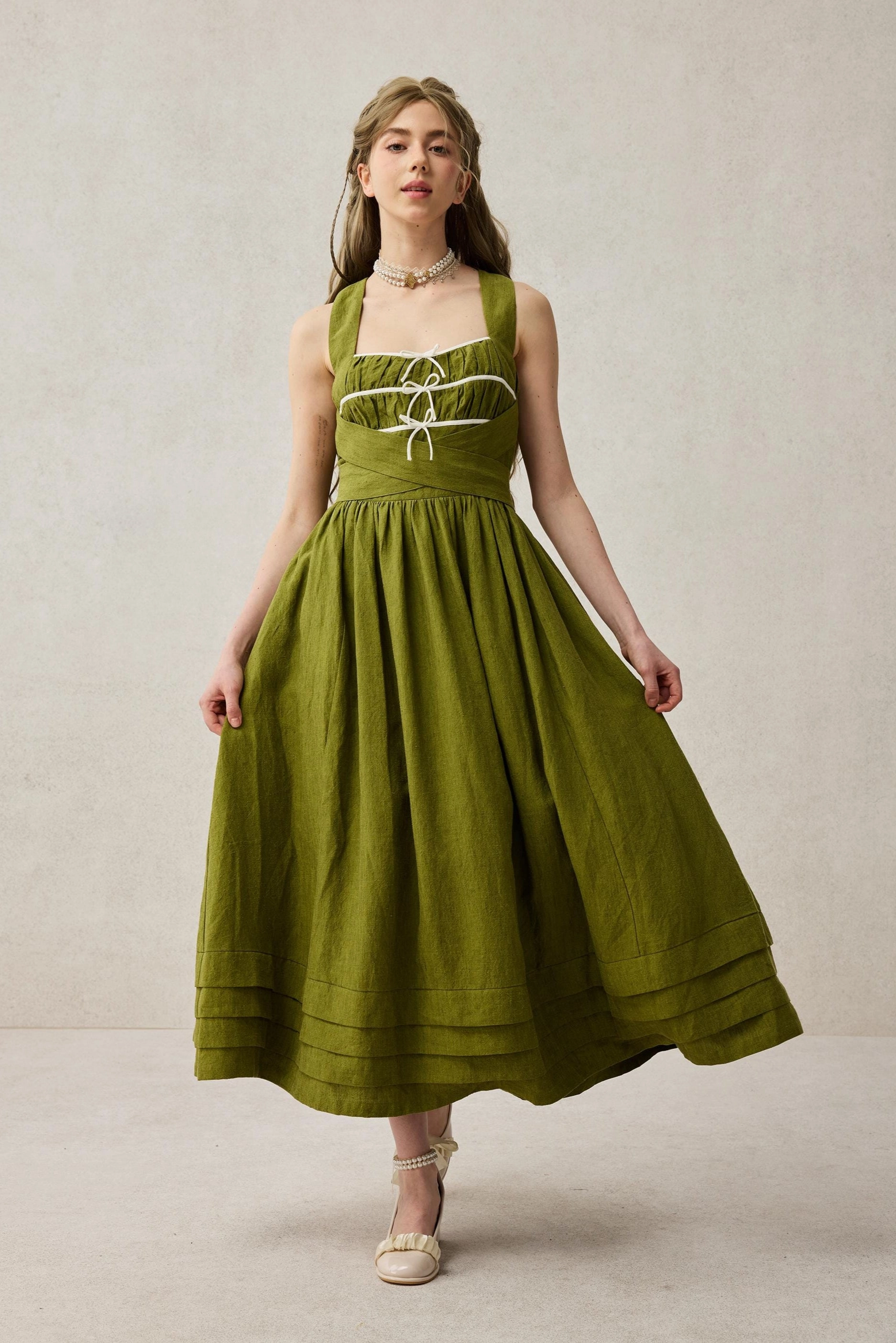 Chloris 19 |cross back linen dress Chic Fit