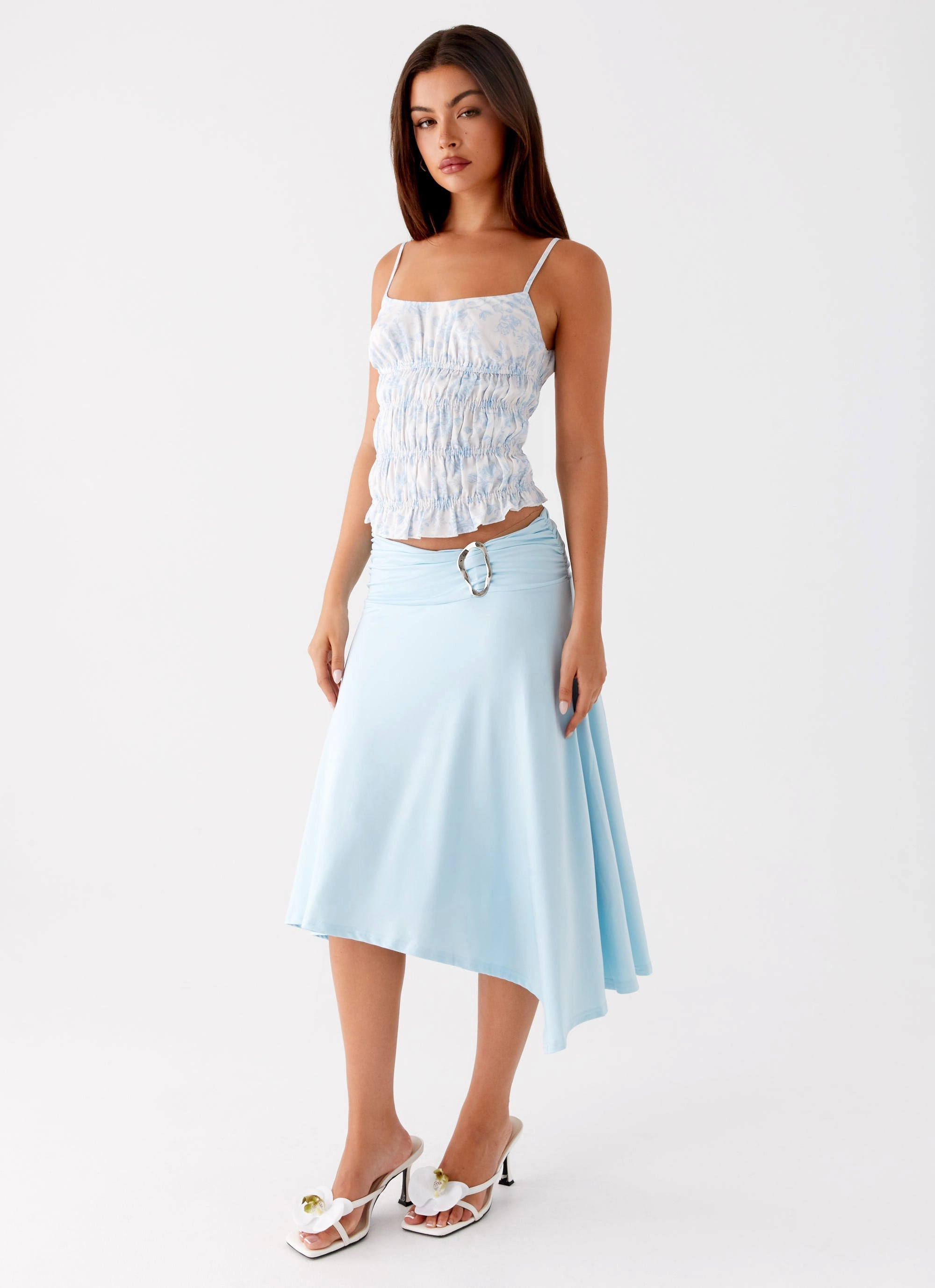 Brisa Midi Skirt - Turquoise Simple Outfit