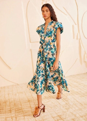 Ulla Johnsn Ottilie Dress Delphinium Embroidered-Detail Flattering Comfort Wear