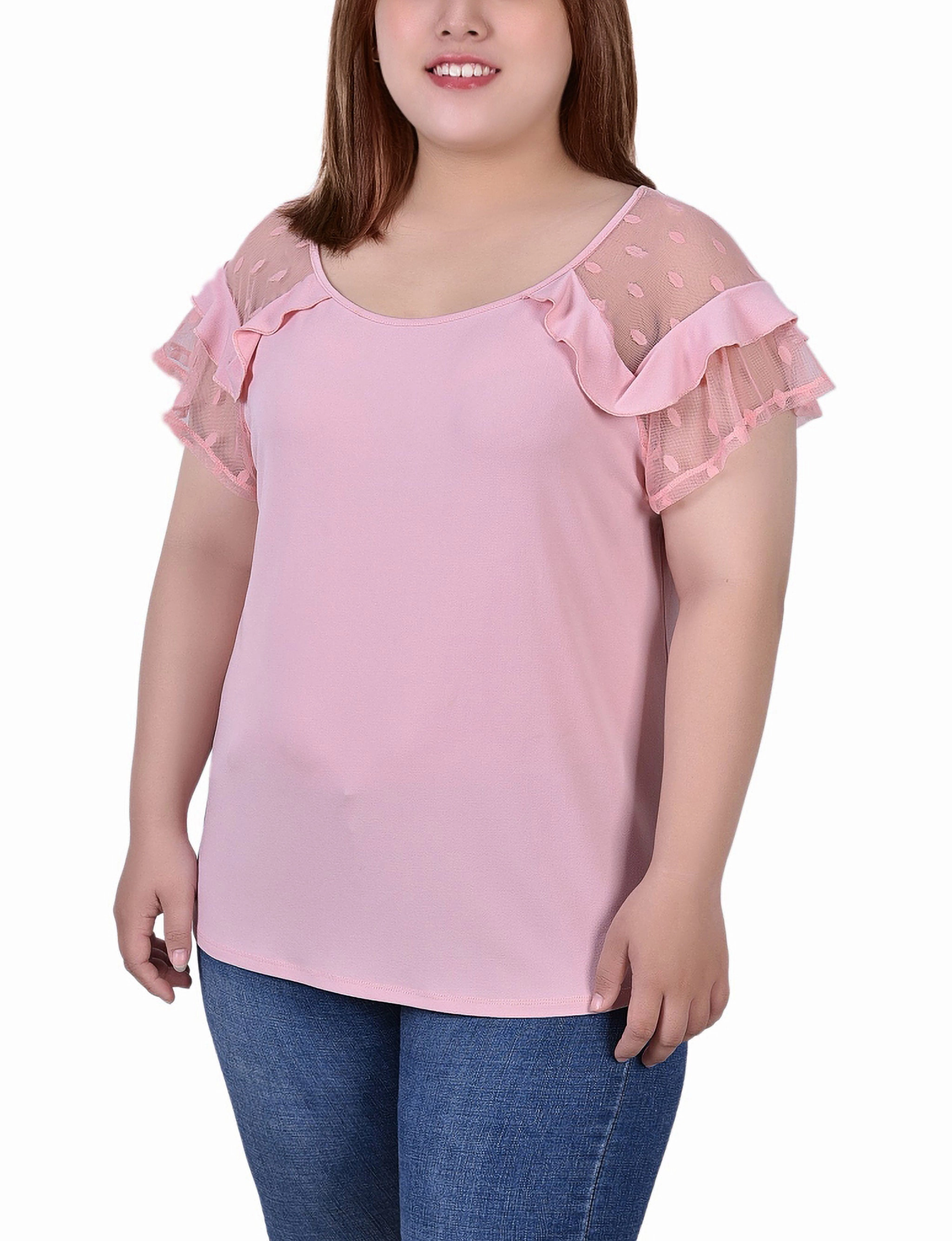 Plus Size Short Dot Sleeve Top Glow In The Dark Accent Trim