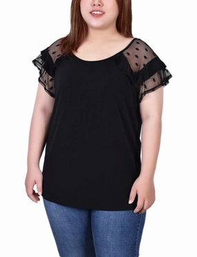 Antimicrobial Treatment Plus Size Short Dot Sleeve Top